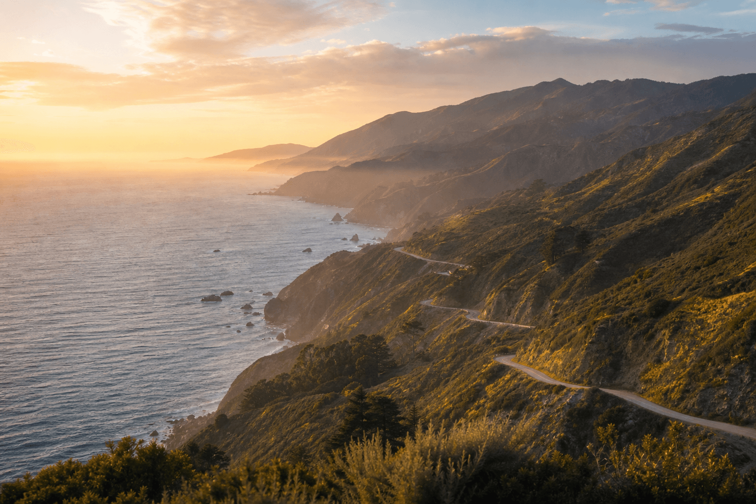 California Pacific coastline at sunrise