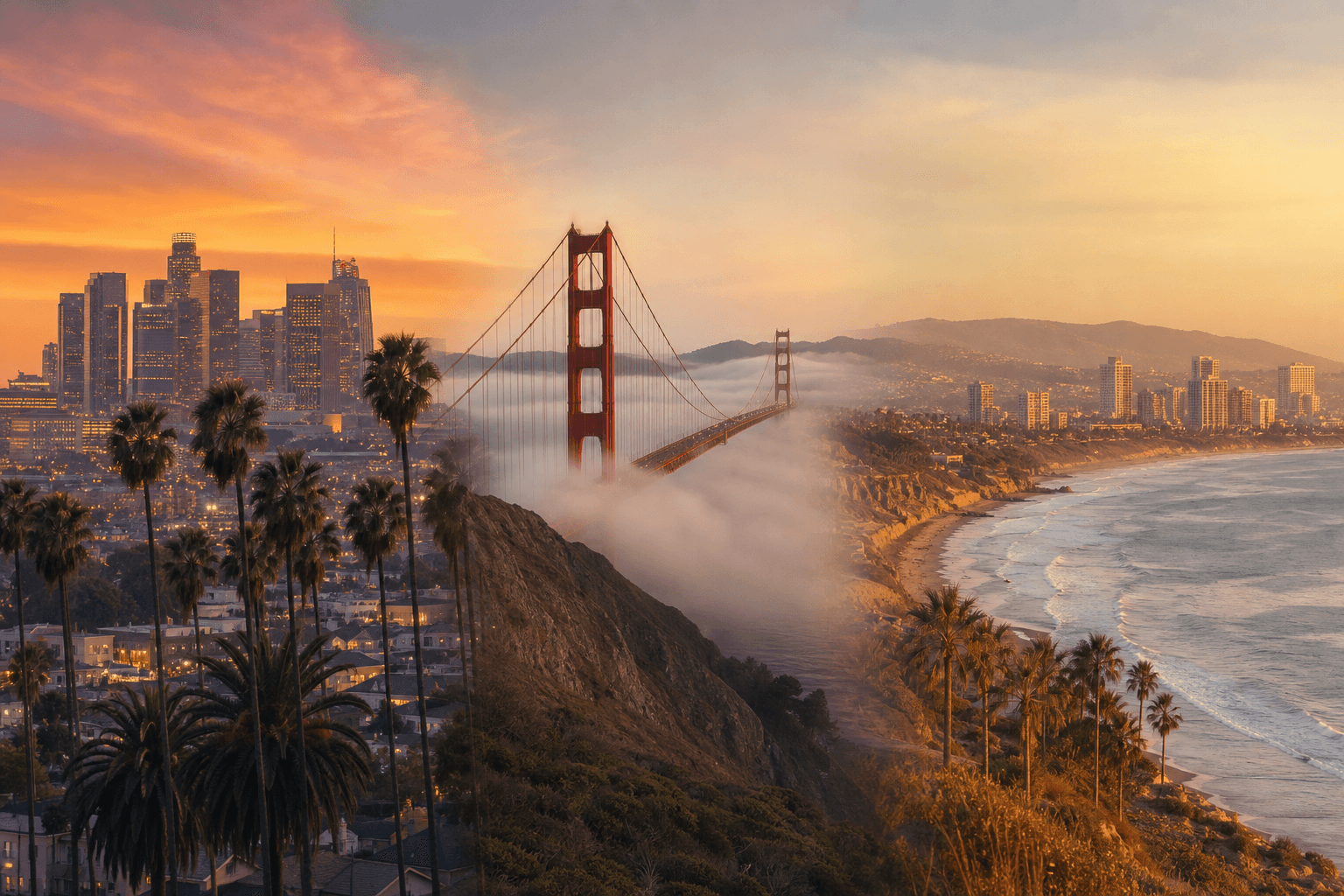 California cities — Los Angeles, San Francisco, San Diego