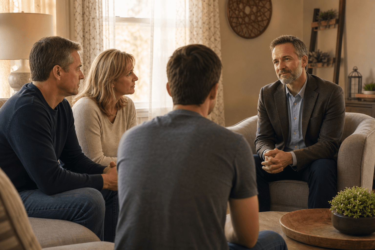 Family meeting with a certified interventionist in Indiana