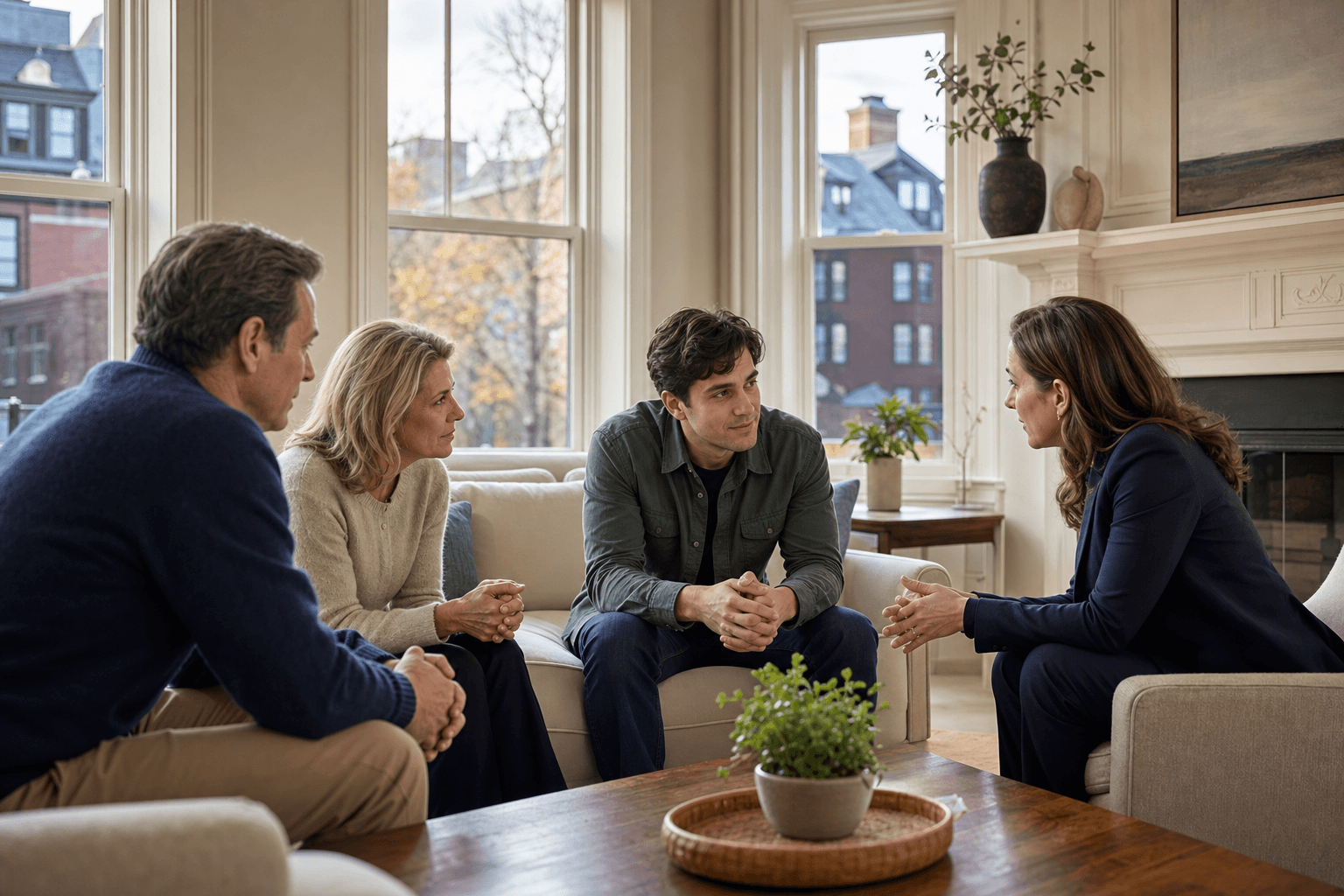 Family meeting with a certified interventionist in Massachusetts