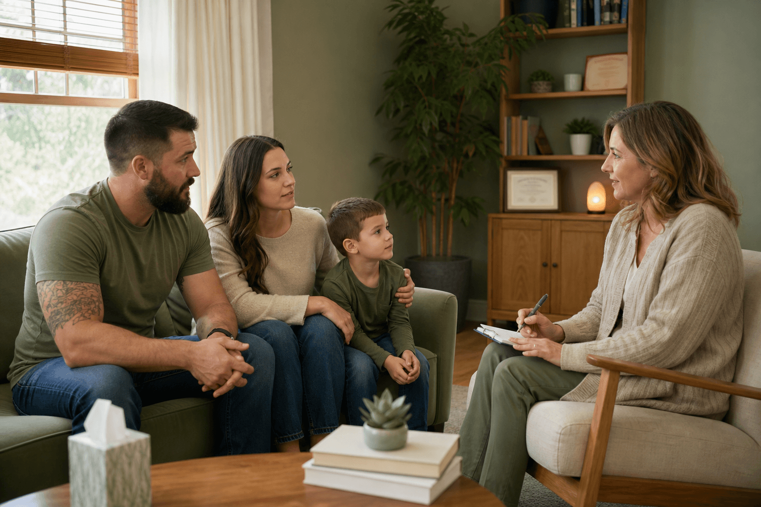 A family supporting someone with PTSD through recovery