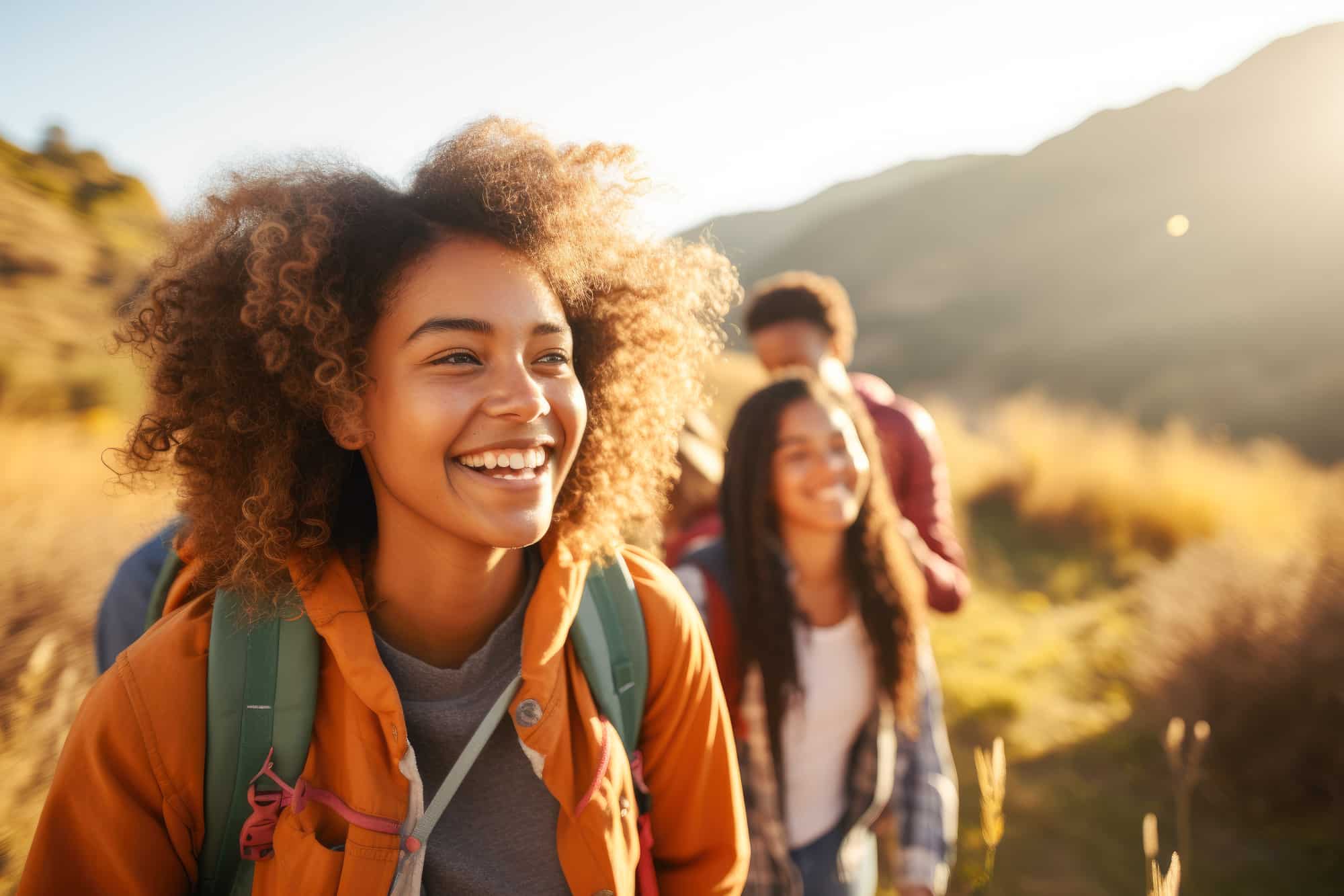 teens hiking