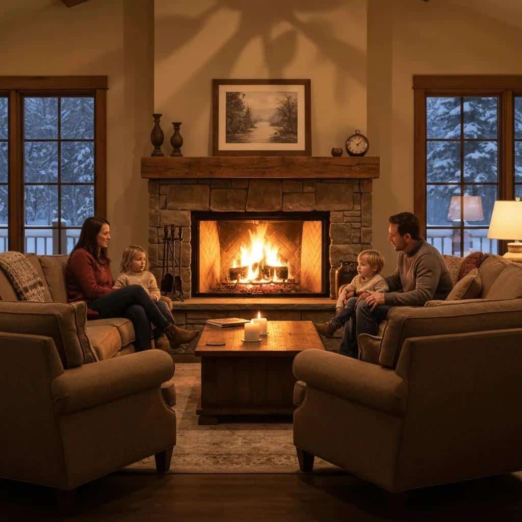 Family discussing addiction intervention in a warm, supportive environment