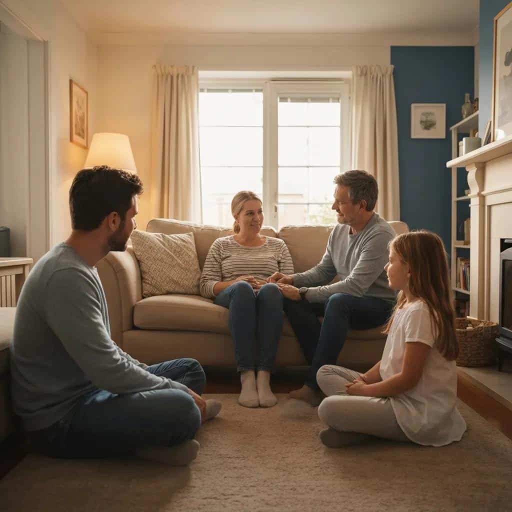 Family members supporting a loved one in recovery, showcasing compassion and emotional connection