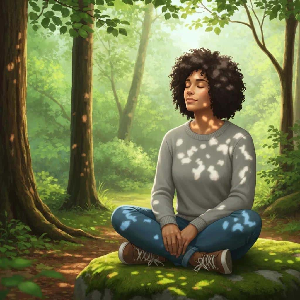 Individual reflecting on co-occurring disorders in a peaceful outdoor setting