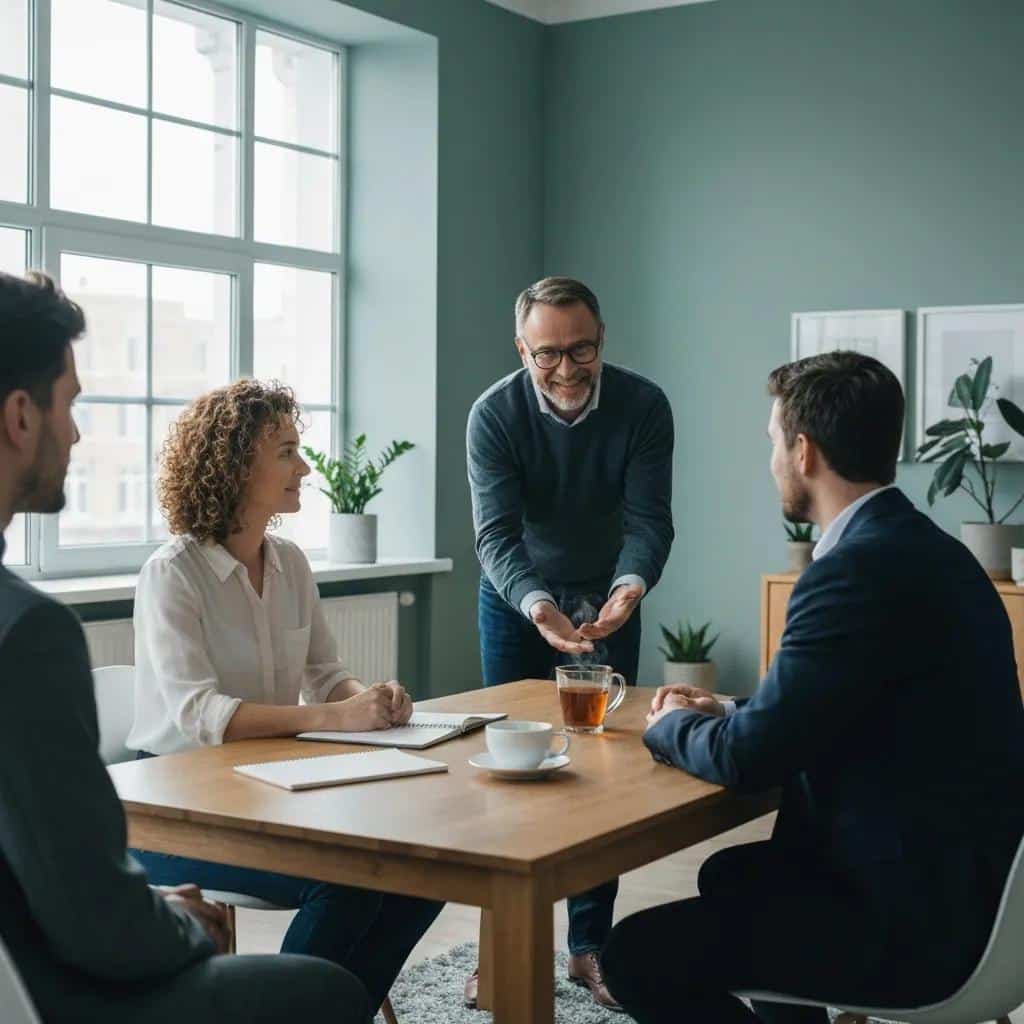 Professional guiding a family through a compassionate intervention process