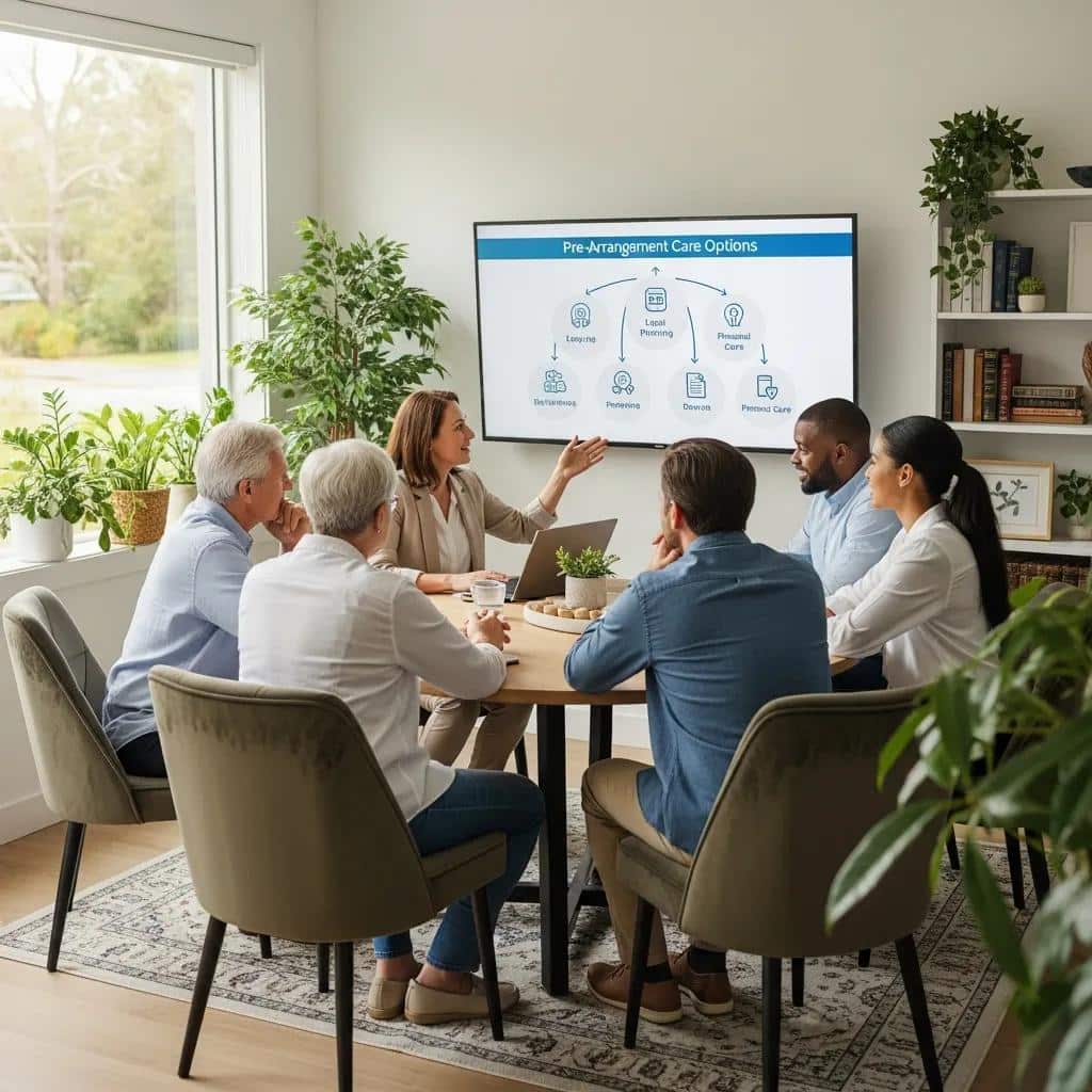 Family consulting with a counselor about pre-arranging addiction treatment