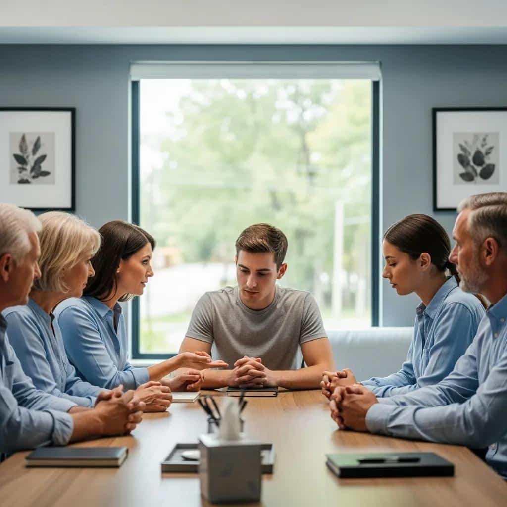 Professional interventionist leading a family intervention session