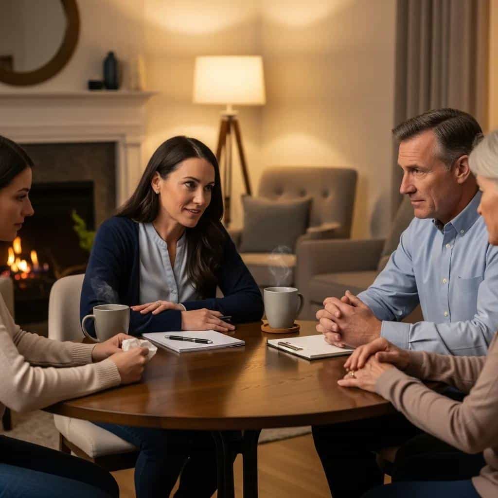 Professional interventionist supporting a family during an intervention