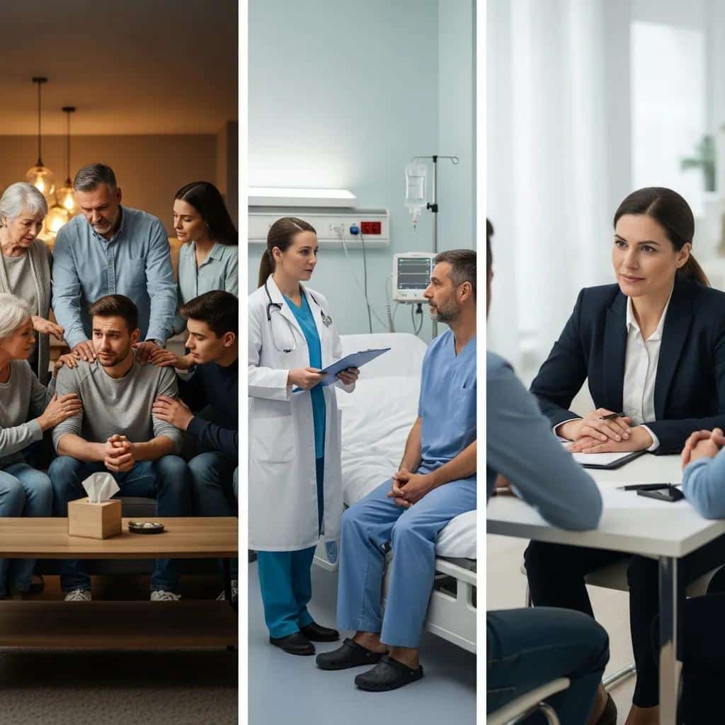 Different types of addiction interventions: family, medical, and professional