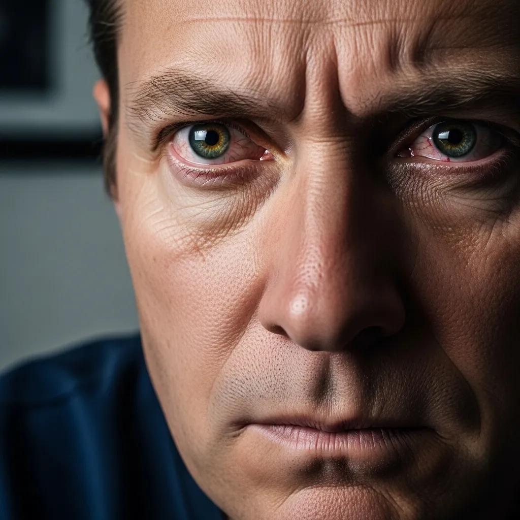 Close-up of a person showing signs of cocaine addiction