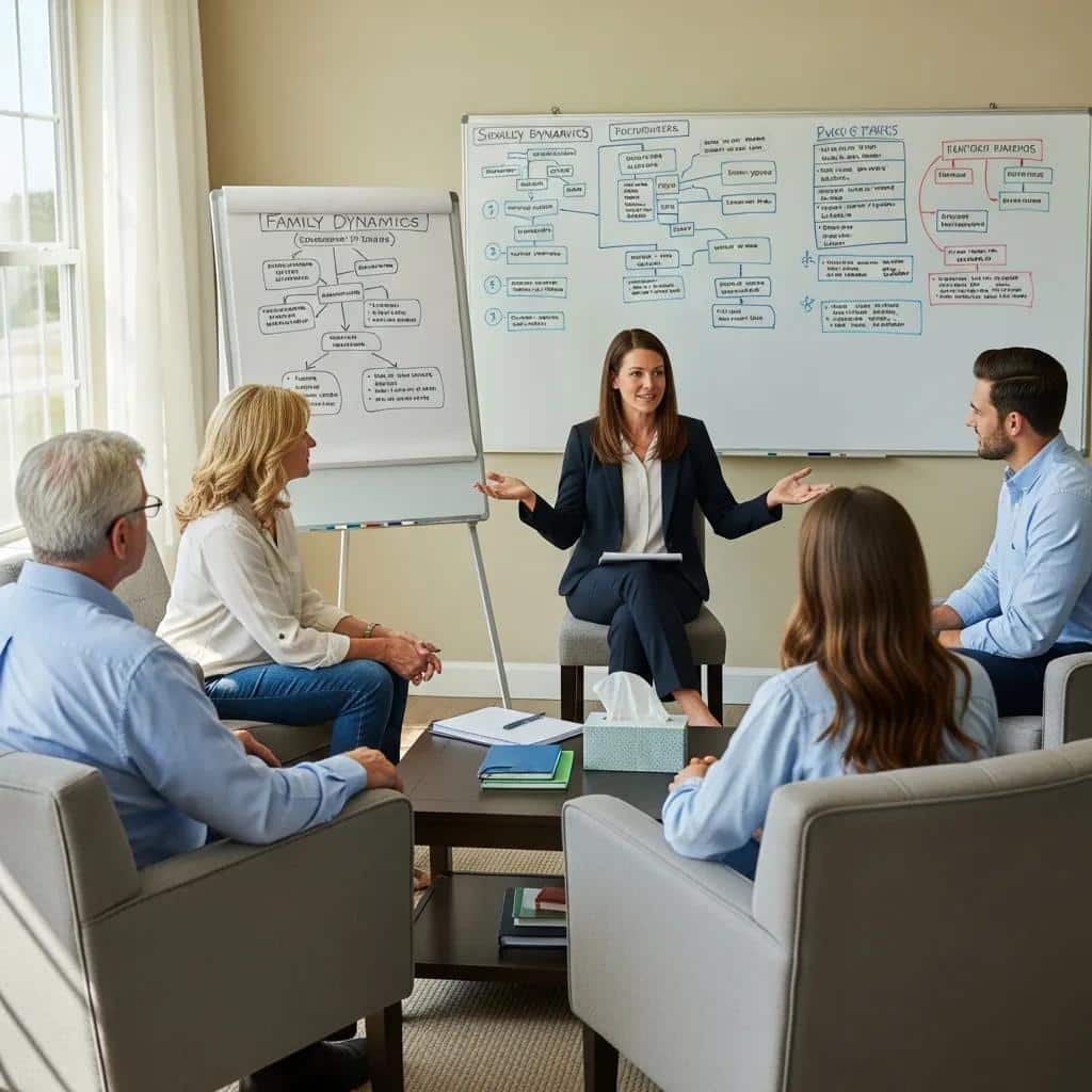 Professional interventionist facilitating a family intervention session