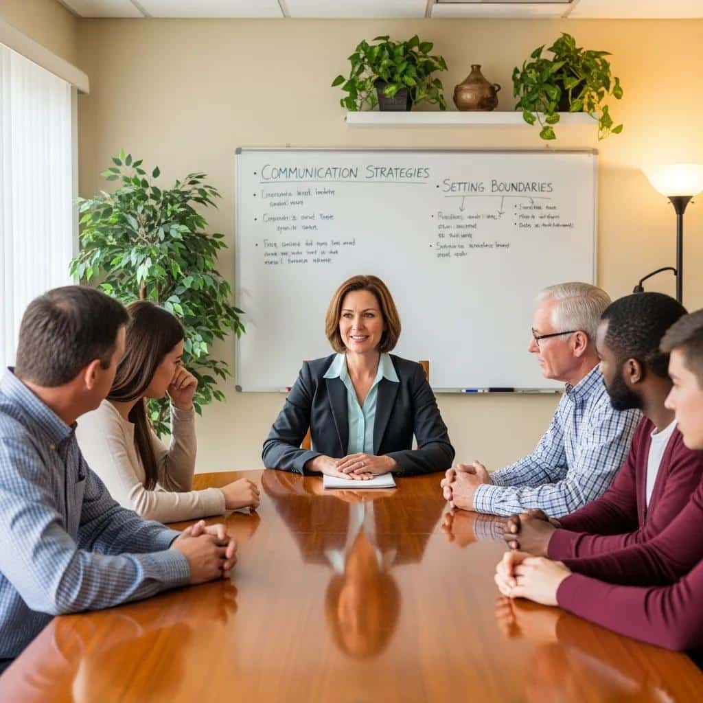 Professional interventionist guiding a family during an alcohol intervention session