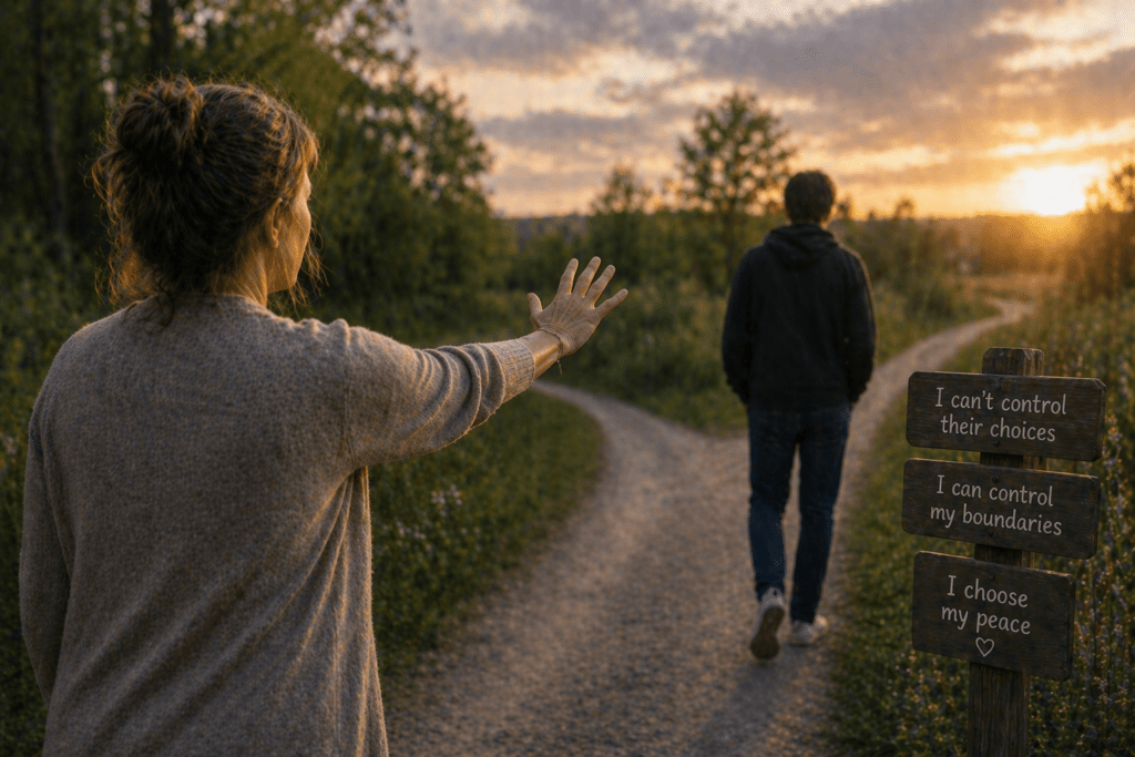 person letting go of their addict